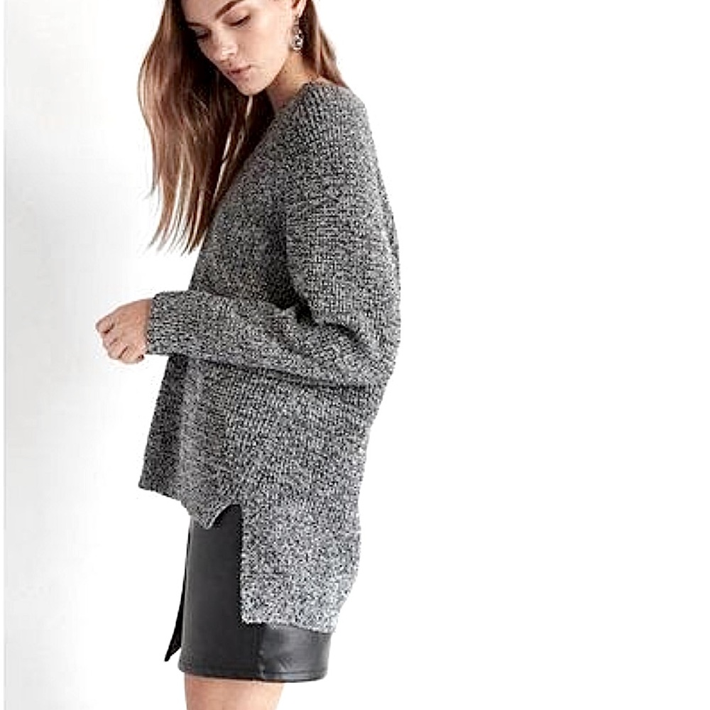 NWT | Express Oversized V Neck High Low Knit Sweater